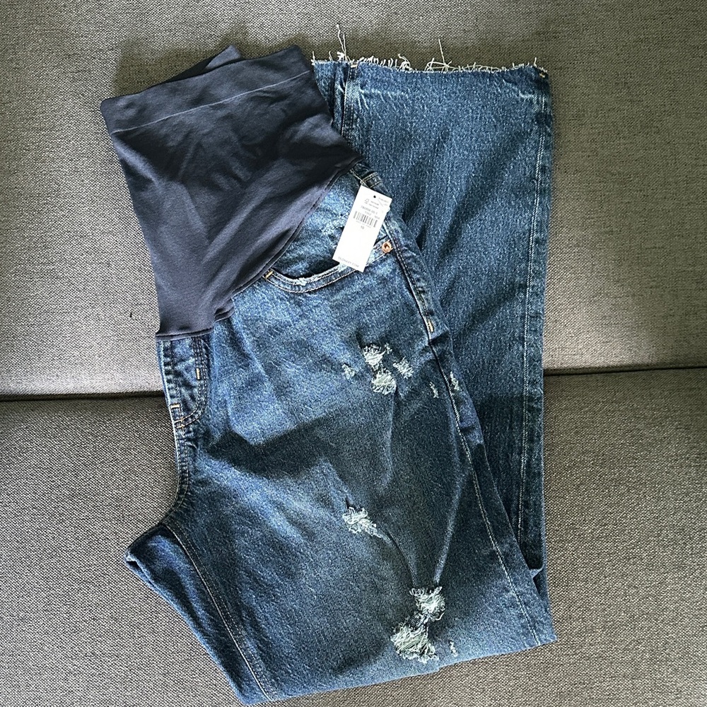 Distressed Maternity Blue Denim Jeans
